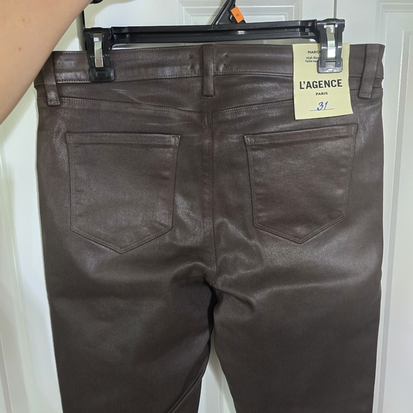 L'AGENCE Chocolate Leather Trousers - Picture 3 of 7